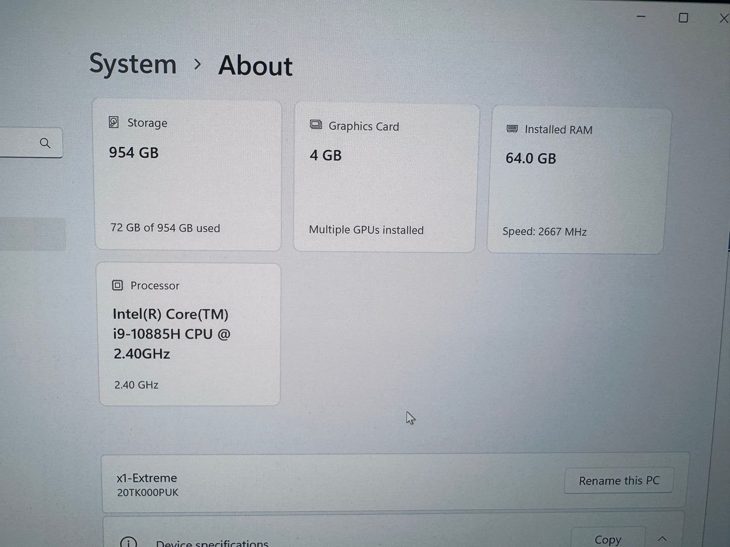 Lenovo Thinkpad X1 Extreme Gen 3 - Intel i9-10885H/64GB Ram/1TB SSD - Windows 11